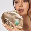2026 Estilo Europeu Novo Pedra Olho de Gato Strass Acabamento Dourado Personalizado Retrô Feminino Leve Luxo Transfronteiriço Clutch de Festa