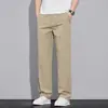 Pantalones Casuales de Pierna Recta de Seda de Hielo para Hombre, Nuevo Estilo Verano 2026, Corte Holgado, Pantalones Largos Versátiles de Moda para Adolescentes