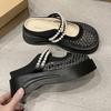 Pantuflas Baotou para Mujer para Exterior 2025 Verano Nuevo Fondo Grueso Combinan con Todo Transpirables Antideslizantes Casuales Moda Slip-on Medio Arrastre