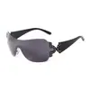 Gafas de Sol sin Montura de Marco Grande Estilo Europeo y Americano para Mujer, Gafas de Sol de Alta Gama con Pedrería, Gafas Estilo Calle de Celebridad de Internet, Diseño de una Sola Pieza