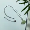 Collar de Jade Hetian Natural con Candado de Paz y Colgante de Nubes Propicias y Candado de Longevidad, Cadena para Clavícula de Plata S925 Suministro al por Mayor