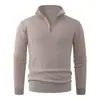 Outono e Inverno Novo Suéter Masculino Espesso com Zíper Parcial e Forro de Fleece Jacquard Fashion Casual Malha Camada Base