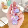Chaveiro Acrílico Sanrio Preenchido com Óleo Fofo Kuromi Garrafa de Areia Líquida Bolsa de Chaveiro Pingente de Desenho Animado Presente Atacado