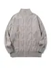 Suéter de punto de jacquard estilo coreano para hombre, de estilo "old money", para otoño/invierno 2026, holgado, casual, con cuello alto y manga larga, artículo más vendido