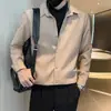 Camisa de manga larga tipo camiseta falsa de dos piezas abrigo para hombre casual de alta gama corte slim guapo solapa primavera y otoño camisa de hombre