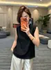Camisa Feminina Sem Manga Estilo Coreano Borda de Madeira Orelha Verão 2026 Nova Tendência Solta Emagrecimento Respirável Senso de Design Top de Nicho