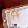 Pendientes de Estrella con Aguja de Plata Electrochapada en Oro Real de 18 Quilates, Diseño Personalizado, Pendientes de Moda y Tendencia, Lujo Accesible y Pendientes de Gama Alta para Mujer