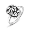 Agete Joyería Estilo Japonés Anillo Personalizado Retro para Dedo Índice Plata de Ley S925 Patrón Tallado Anillo Insignia de Caballero Venta al por Mayor