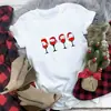 Camisetas Casuais Divertidas Femininas Gola Redonda Camiseta de Natal Gola Redonda