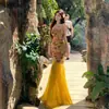 Traje de baño de malla sin tirantes con estampado de mariposas estilo francés para mujer, vacaciones de verano en la playa, puro y sexy, falda larga ajustada al cuerpo, traje de baño casual