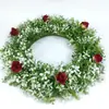 1 Pieza La puerta principal está decorada con anillos de boj artificiales con rosas, todos anillos de flores de granja verdes, combinados con pequeñas rosas. Las paredes exteriores e interiores están decoradas con anillos de flores artificiales de estilo rústico durante todo el año.. Las decoraciones para bodas familiares, días festivos, primavera, verano, otoño e invierno son realistas y duraderas.