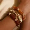 BZ2350 Pulsera Exagerada Estilo Europeo y Americano con Pulsera Irregular CCB Dorada Juego de Joyería Apilable