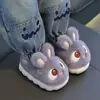 Pantuflas de Algodón para Niños Conejo Invierno Niños y Niñas Familia Lindas Dibujos Animados Talón de Bolsa Antideslizantes Forradas de Felpa Cálidas para Interior Pantuflas de Algodón