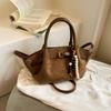 Comercio Exterior Transfronterizo Más Vendido Otoño e Invierno Nuevo Bolso de Mujer con Cremallera de Gamuza Estampado de Leopardo Bolso de Hombro Bolso Tote de Color Sólido
