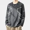 Camiseta de manga larga para hombre, estilo deportivo casual, cuello redondo, camiseta interior estampada de manga larga, camiseta para hombre