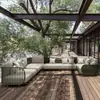 Conjunto de Sofás para Exterior Pátio Externo Sala de Estar de Villa ao Ar Livre Hotel Pousada Clube Terraço de Lazer Sofá de Rattan Trançado