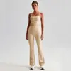 Conjunto de Yoga Sportswear Transfronteiriço Europeu e Americano Feminino de Alta Qualidade para Fitness ao Ar Livre Casual Calças Flare de Yoga de Cintura Alta 8959