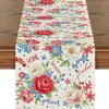 Camino de Mesa Vintage Estilo Americano Transfronterizo, Mantel Navideño de Lino Estampado, Mantel Largo Decorativo, Mesa de Centro Estilo Lujo Ligero