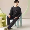 Algodón Puro Conjunto de Pijama de Manga Larga con Dibujos para Hombre Ropa de Casa Talla Grande Pantalones Sueltos Otoño para Hombre Se Puede Usar al Aire Libre