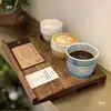 Combo de Posavasos para Cafetería Bandeja Sólida de Madera para Tazas de Café Bandeja de Tres Bebidas de Un Grano Creativa Bandeja de Madera para Café de Dos Agujeros