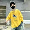 100% Algodão Puro Camiseta de Manga Longa para Meninos Top Infantil Roupa de Outono para Meninos Adolescente Camada Base Crianças Maiores