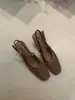 Sandalias de Malla Tejida con Tacón Grueso, Estilo Francés Suave para la Noche, Punta Cerrada, Espalda Descubierta para Mujer, Estilo Nuevo 2026, Tacones Altos para Primavera y Verano