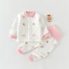 Nuevo Traje de Dos Piezas con Cremallera y Puertas Divididas de Dibujos Animados sin Huesos para Bebés de Otoño e Invierno para Salir, Traje Cálido