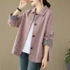 Foto Real de Chaqueta Corta Artística para Mujer, Primavera y Otoño 2026, Corte Holgado, Tallas Grandes, Top Casual Versátil de Manga Larga con Cuello Polo para Mujer