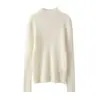 Suéter feminino de cashmere, 100% cashmere puro de cabra, novo design de moda simples, gola alta discreta, pulôver de tricô, suéter quente para base