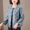 Calidad Garantizada, Cómodo, Rejuvenecedor, Elegante, Adelgazante, Nuevo Estilo Chino, Estilo Nacional, Brocado Song, Seda, Abrigo Talla Grande para Madres de Mediana Edad, Primavera