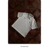 Camisa Polo Americana com Zíper Parcial Manga Curta Masculina Verão Peso Pesado Solta Casual Lapela Desconstruída Top Camiseta Branca