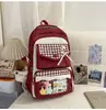 Mochila transparente de ombro duplo estilo japonês, novo design xadrez fresco, alto apelo estético, mochila escolar para meninas do ensino fundamental