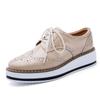 Zapatos brogue transfronterizos zapatos de plataforma para mujer suela gruesa nuevos zapatos de plataforma para mujer otoño con cordones estilo británico zapatos casuales 366