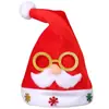 Gorro Navideño Transfronterizo para Adultos y Niños Nochebuena Gafas de Terciopelo Dorado Tocado Decoración de Papá Noel Regalo