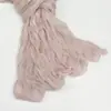 Artículo popular de comercio exterior: Bufanda larga de color liso brillante arrugada, pañuelo para la cabeza para mujer, bufanda fina transpirable elástica de gasa para primavera/verano, chal