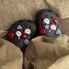 Encantos de Zapato de Botón Azules a Cuadros con Temática de Gatos Artísticos con Lindos Diseños de Estrella y Corazón, Decoraciones de Zapato Removibles