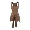Vestido de tiras para cintura estilo Americano Picante para Chica con Escote Cuadrado, Ceñido a la Cintura, Falda Corta que se Ajusta a la Cadera, Vestido de Tirantes tipo Racer de Diseñador Tendencia
