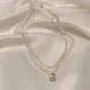 Collar de Perlas Barrocas de Doble Capa para Mujer, Diseño de Lujo Ligero de Nicho, Nueva Cadena para Clavícula al por Mayor