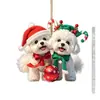 Colgante Navideño de Cachorro y Animales Pequeños Serie Transfronteriza Colgante Decorativo Acrílico 2D Adorno para Espejo Retrovisor de Coche
