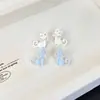 Lindos Aretes de Gato con Goteo de Aceite y Moño de Circonita, Divertidos Aretes de Gato de Dibujos Animados, Diseño de Nicho, Aretes de Alta Gama