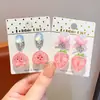 Pinzas de Oreja de Corazón de Colores con Lazo y Durazno Brillante 3D para Niñas, No Requieren Perforación, Accesorios para Orejas sin Dolor