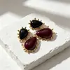 Pendientes de Joyería de Lujo Ligero Transfronterizos Europeos y Americanos con Piedras Preciosas Incrustadas Geométricas Diseño Retro Tendencia Adornos para Orejas Versátiles de Alta Gama