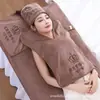 Set de tres piezas de toallas en forma de U de salón de belleza de alta gama, toalla especial para la cabeza, sábana absorbente para la cama, toalla de baño grande, falda de baño con logotipo bordado