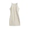 Vestido Colete Sem Manga de Temperamento Feminino Verão Novo para o Trabalho Estilo Coreano Cintura Marcada Emagrecedor Saia Longa/Curta Gentil