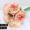 Atacado de Flores Artificiais Simulado Flor de Peônia Amarrada à Mão com 5 Cabeças Buquê de Casamento para Noiva Flor de Seda Buquê de Peônias Simulado