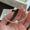 Pulsera de cuentas de tubo curvado de diseño de nicho estilo coreano de plata de ley S925, joyería simple de moda coreana al por mayor