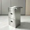Salón de Peluquería Gabinete de Peluquería de Acero Inoxidable Engrosado Mesa de Herramientas Multifuncional Gabinete de Almacenamiento con Cajones Encimera de Peluquería