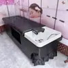 Cama de Lavado de Cabeza Terapéutica con Circulación de Agua a Temperatura Constante, Calentador de Agua con Vapor, Cama de Spa para la Cabeza para Salones de Peluquería, Barberías y Salones de Belleza, Cama de Lavado de Cabeza Estilo Tailandés
