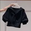 Elegante Camisa Blanca de Manga Corta Estilo Francés con Cuello Campana para Mujer, Nuevo Modelo Verano 2025, Diseño de Lujo Ligero