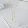 Amazon Freshwater Pearl Daily All-Match Y-Type Pearl Collarbone Colar Europeu e Americano Hot-Selling Ins Estilo Simples Elegante Fechadura